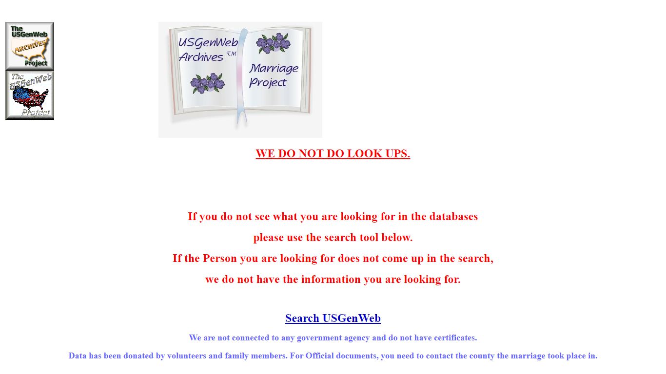 Free Marriage Records - USGenWeb Archives